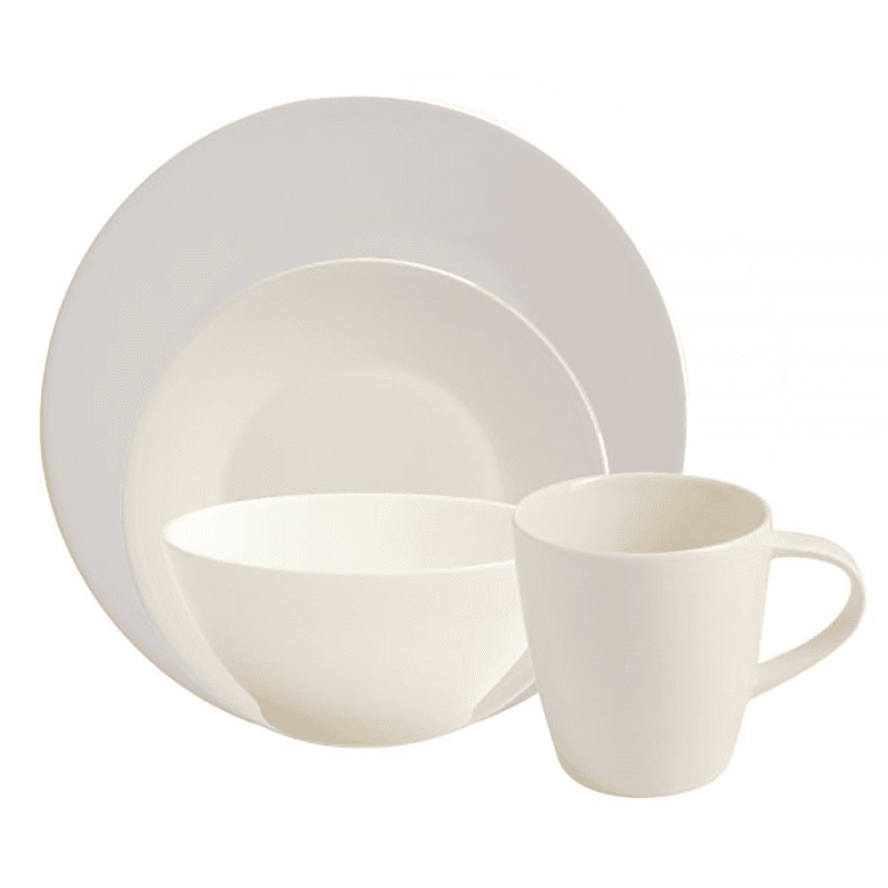 Linen Dinner Plate, D27cm, White