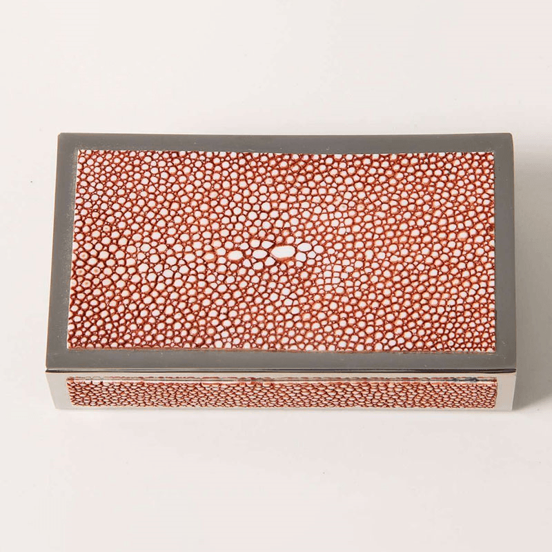 Large Match Box Holder, 13 x 7cm, Coral Shagreen