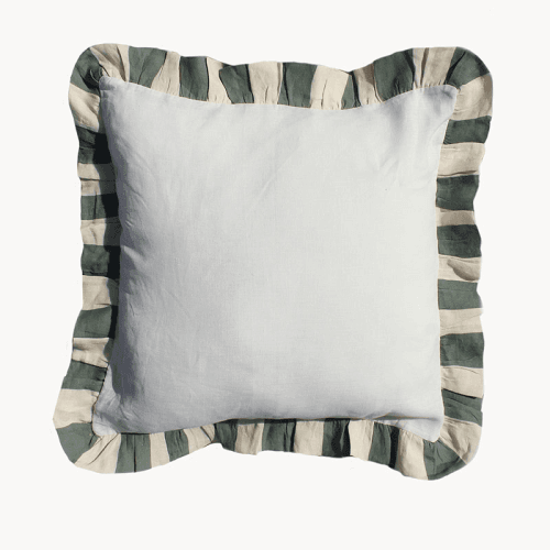 Image showing the Wide Stripe Wide Stripe Large Cushion Cover, 60 x 60cm, Sea Green product.