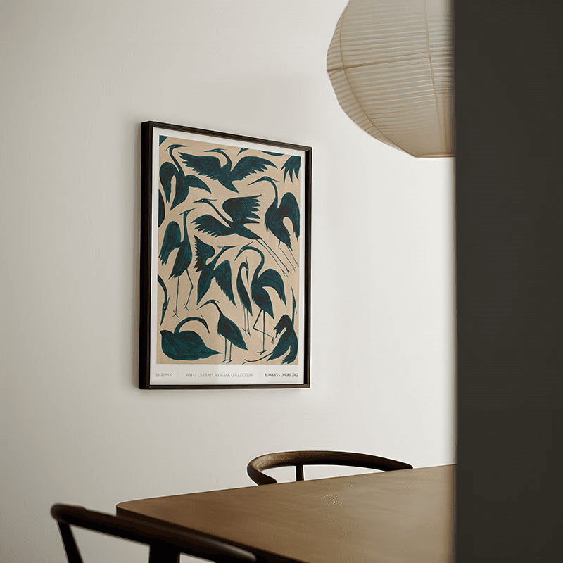 Herons Recylced Paper Print, A3, Teal