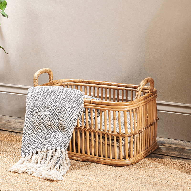 Rammi Rattan Laundry Basket, H53cm, Natural