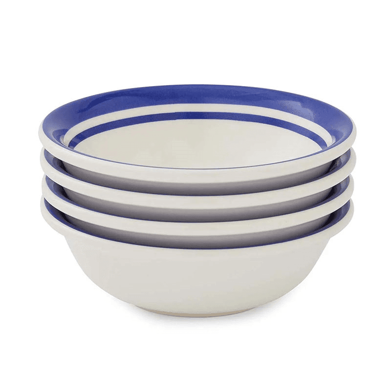 Potter's Stripe Set of 4 Bowls, D13cm, Blue