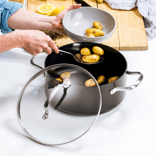 Image showing the Copenhagen Non-Stick Casserole with Lid, 26, Black product.