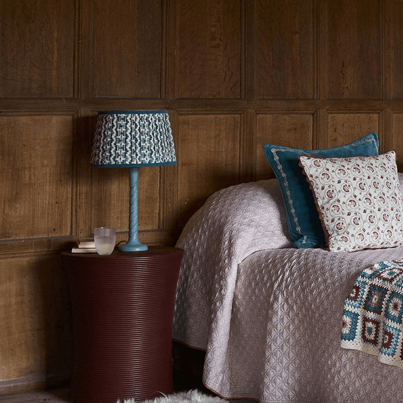 Twisted Wooden Table Lamp, H35cm, Light Blue