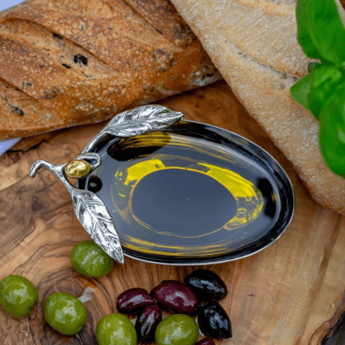 Image showing the Olive Dipping Bowl, H4 x L14 x D9 cm, Silver product.
