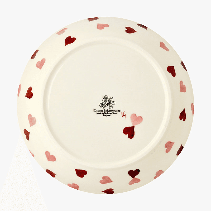Pink Hearts Pasta Bowl, D23.5cm, Cream