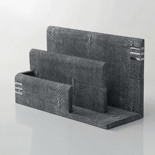 Image showing the Chandler Letter Rack, 26 x 10 x 15cm, Charcoal Shagreen product.