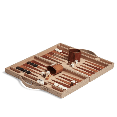 Image showing the Bennet Leather Backgammon Set, Taupe product.