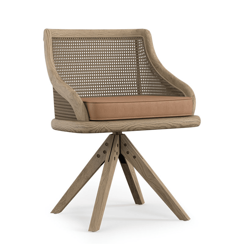 Carlos Cane Swivle Chair, Natural