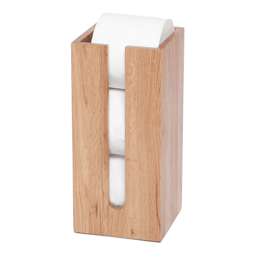 Image showing the Mezza Loo roll holder box, H33.5 x W15.5 x D15.5cm, Oak product.