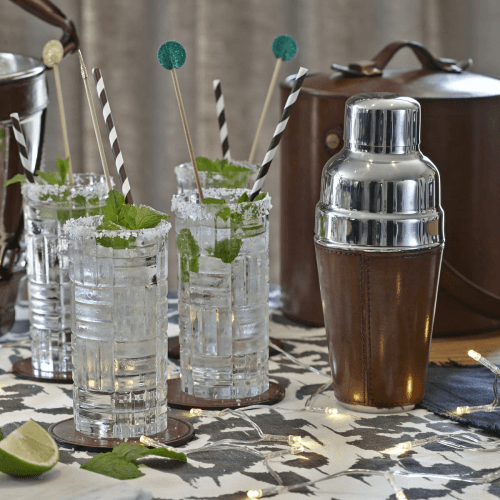 Image showing the Cocktail shaker, H23 x D9.5cm, tan leather product.