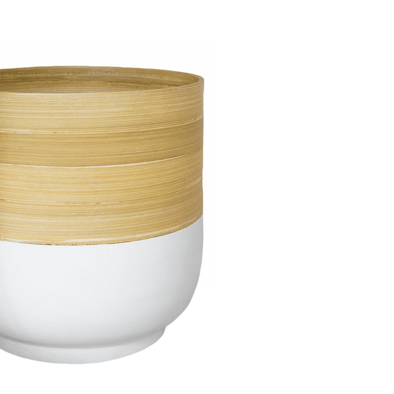 Bamboo Planter, H20 x W23 x D23cm, White