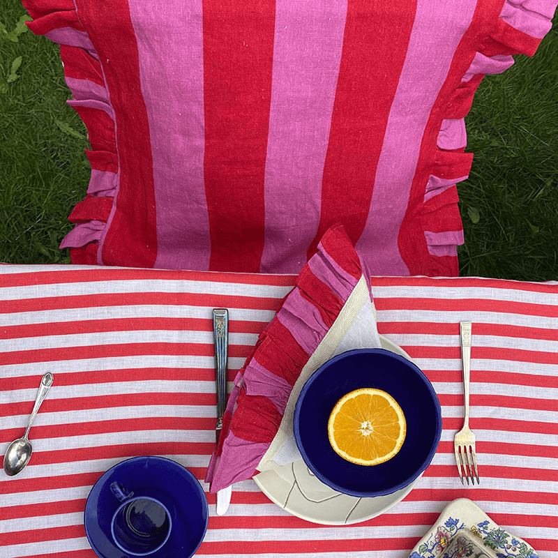 Wide Stripe Cushion Cover, 45 x 45cm, Cerise/Fuchsia