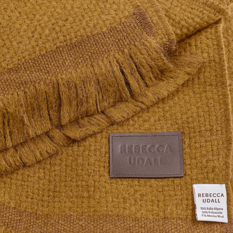 Alpaca Basketweave Throw, 130 x 180cm, Mustard