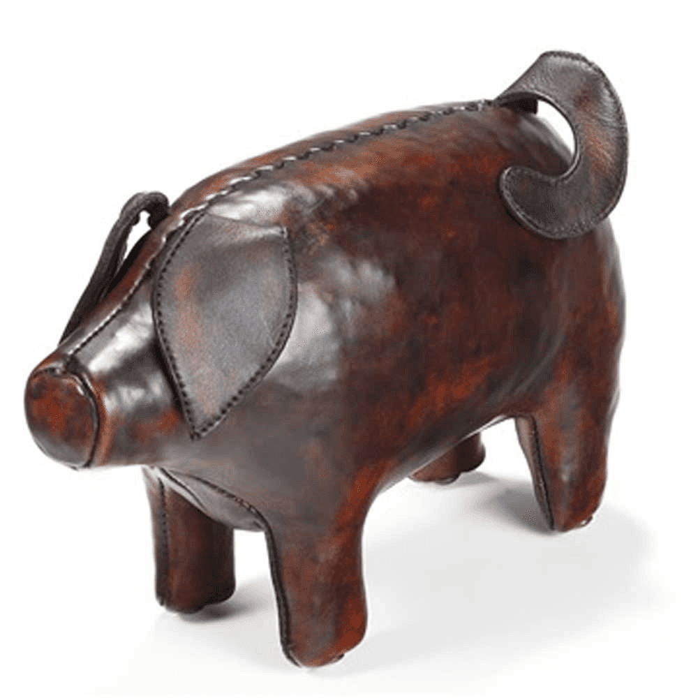 Standing Pig Miniature animal, L24.5 x W10 x H16cm, Cowhide Leather