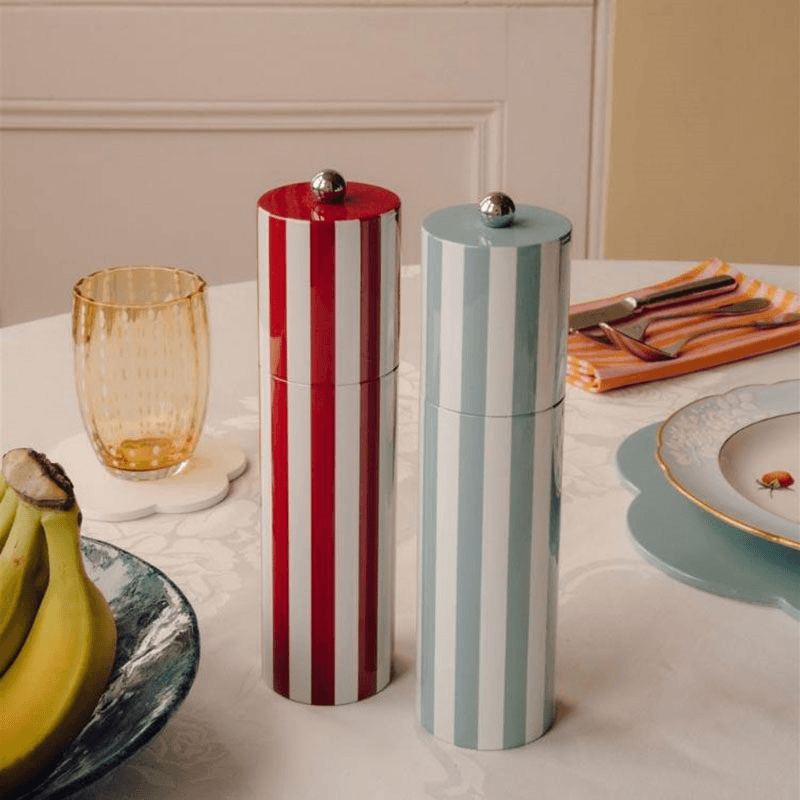 Striped Salt & Pepper Mill, H24cm, Burgundy