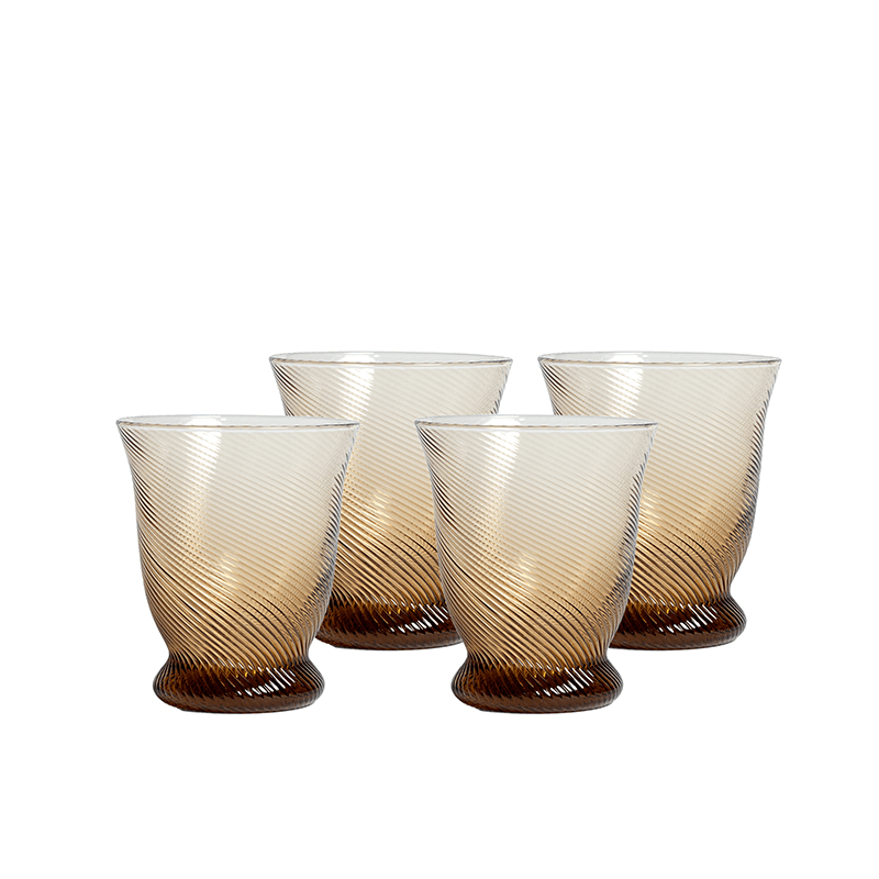Spiral Set of 4 Tumbler Glasses, 175ml, Chestnut Brown