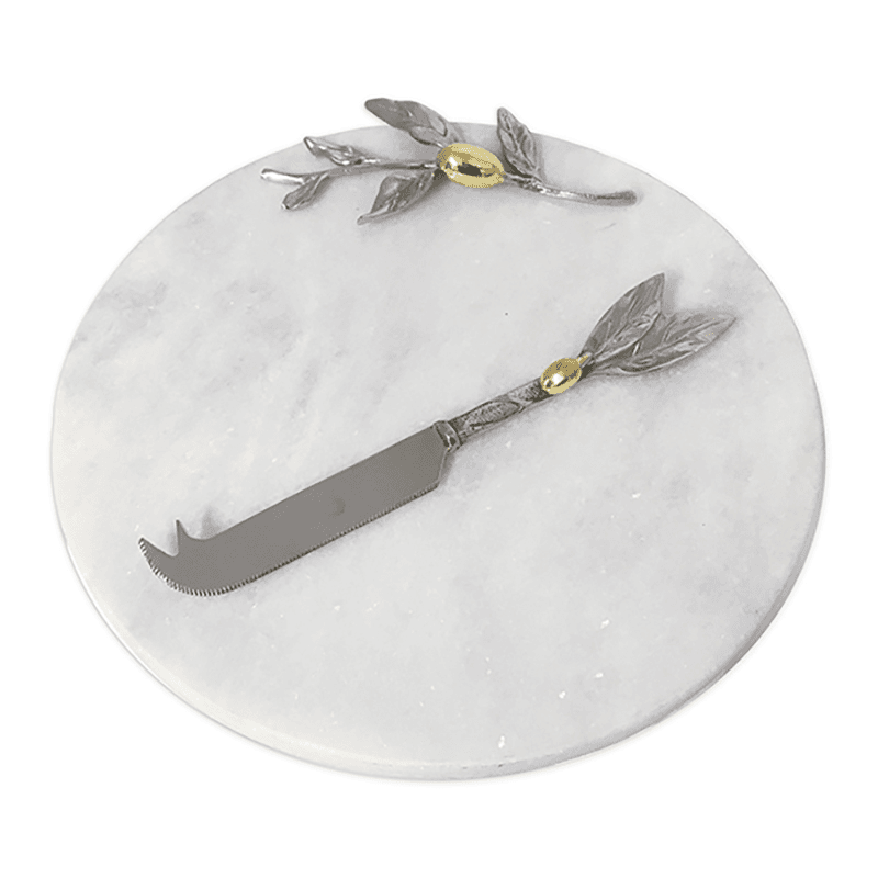 Olive Cheeseboard & Knife Set, D25cm, Marble