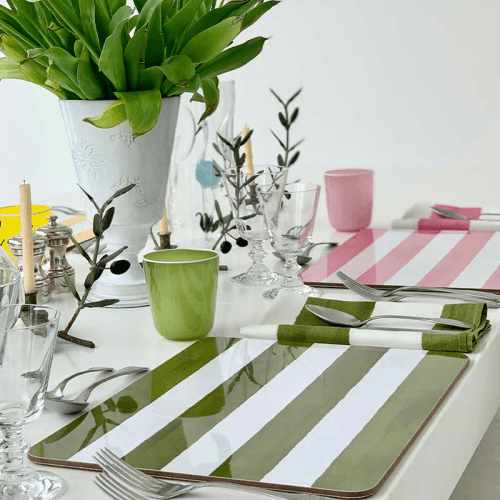 Image showing the Stripe Rectangle Placemat, 38 x 29 cm, Powder Blue product.