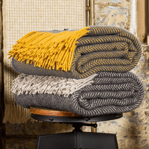 Image showing the Herringbone Throw, 150 x 183cm, Charcoal & Silver product.