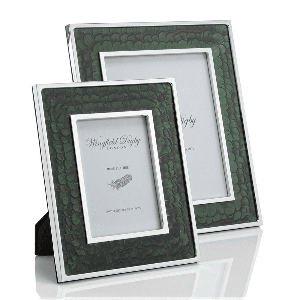 Feather and Glass Photo Frame, 8x10", Green Pheasant