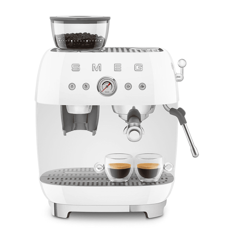 Espresso Coffee Machine with Grinder, White