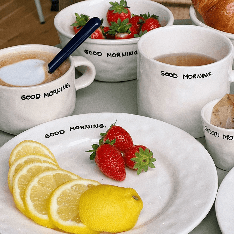 Good Morning Breakfast Plate, D22cm, Black