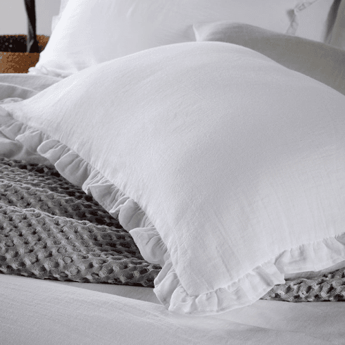 Image showing the Organic Retreat Ruffle Pair of Oxford Pillowcase, White product.