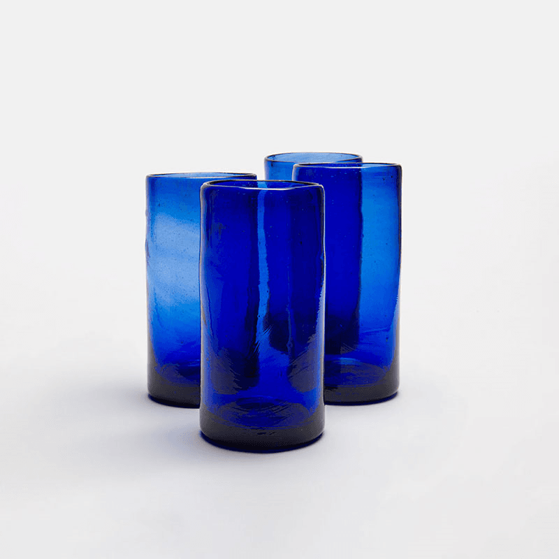 Zomi Set of 4 High Ball Glasses, H13.5cm, Dark Blue