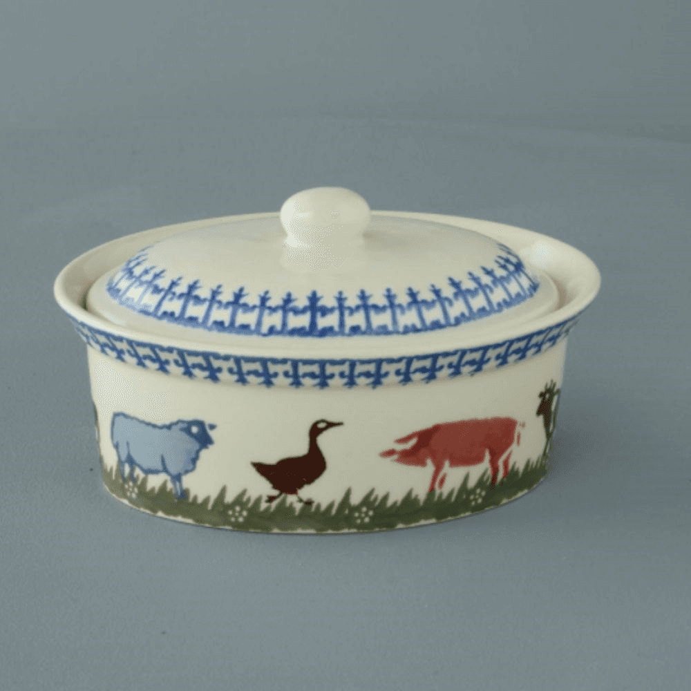 Farm Animals Oval butter dish
