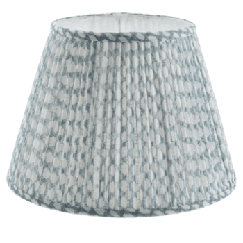 Image showing the Empire Lampshade, Gathered Bedwyn, Wicker, Light Linen, Light Blue, 25cm product.