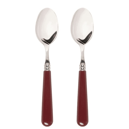Image showing the Set of 2 Dessert Spoons, Burgundy product.