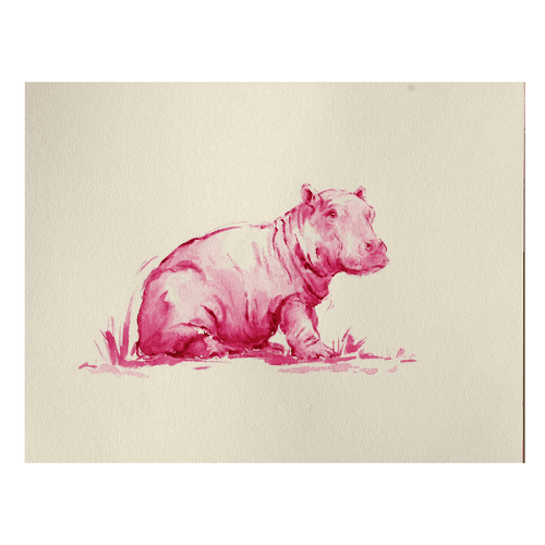 Image showing the Pink Hippo Framed Print product.