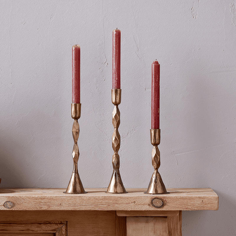Shani Candlestick, H17cm, Antique Brass