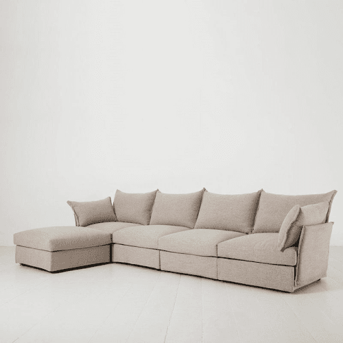 Image showing the Model 06 Linen 4 Seater Sofa With Chaise, Pumice product.