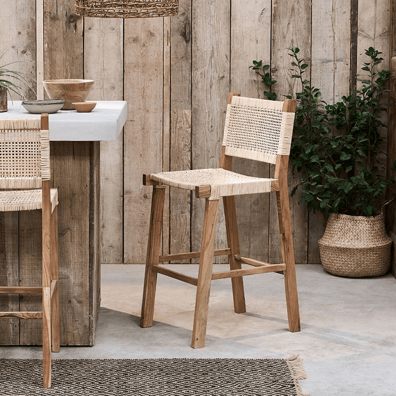 Madrisana Acacia & Rattan  Bar Stool, H105cm, Natural