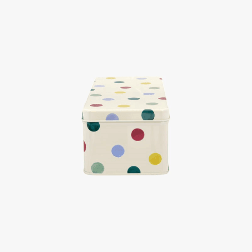 Image showing the Polka Dot Long Deep Rectangular tin, 24cm X 10cm X 7cm product.