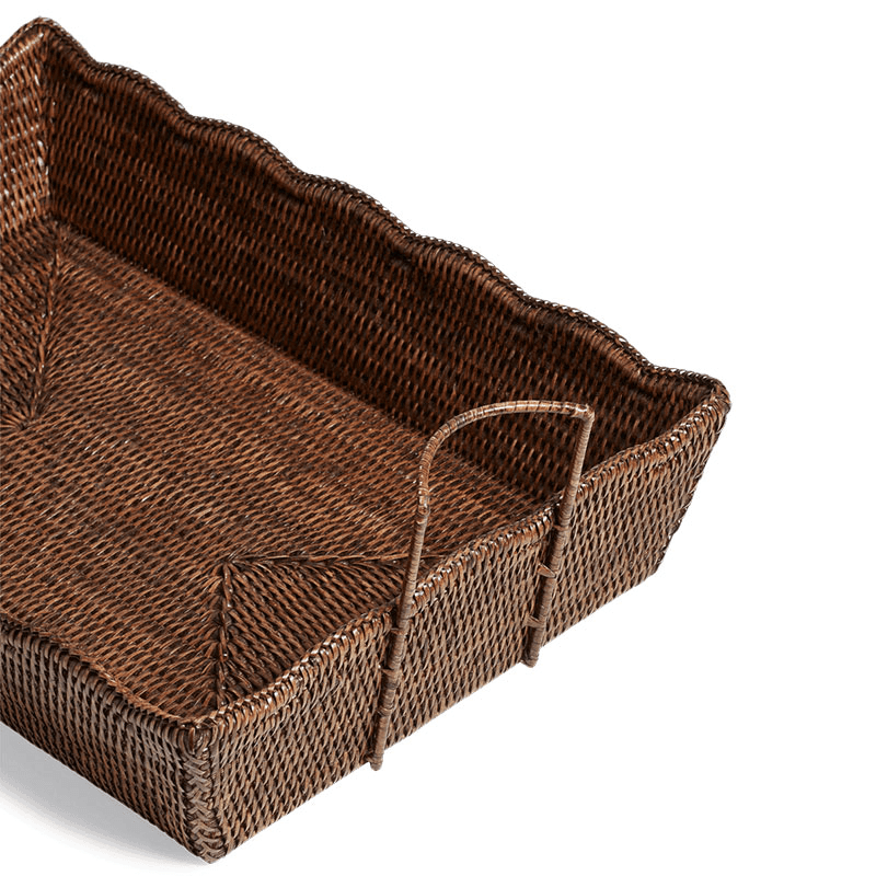 Talasa Rectangular Rattan Basket, H19cm x W58cm x D39cm, Antique Brown