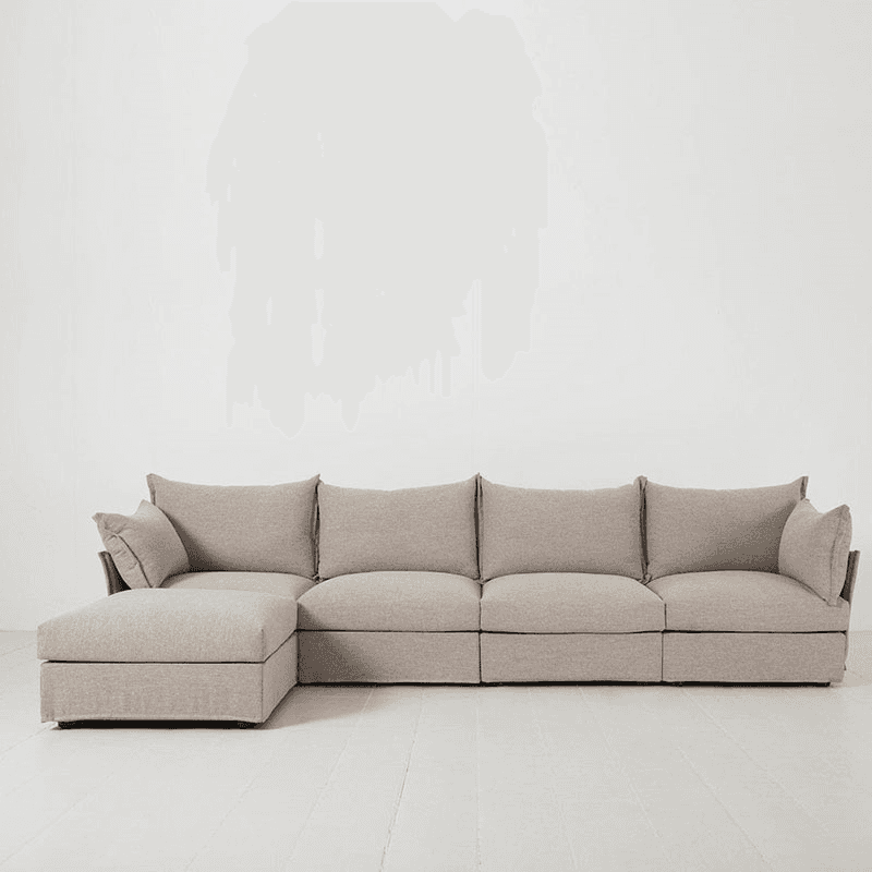 Model 06 Linen 4 Seater Sofa With Chaise, Pumice