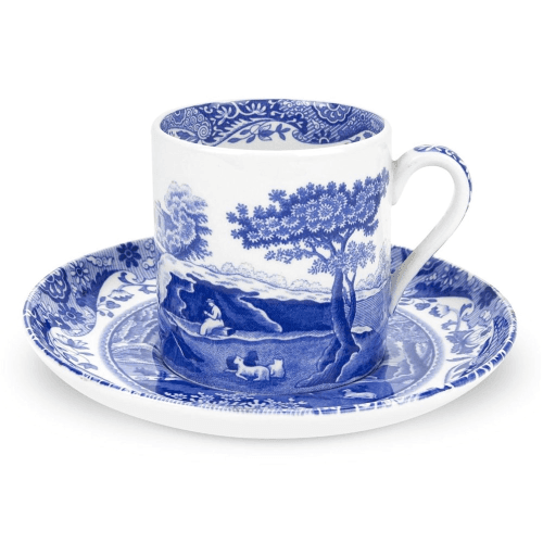 Image showing the Blue Italian Set of 4 coffee cups and saucers, 90ml product.