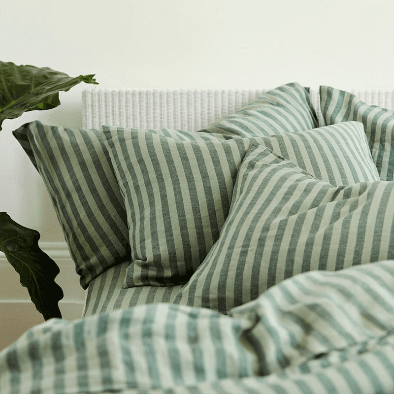 Pembroke Stripe Pillowcases, Standard, Pine Green