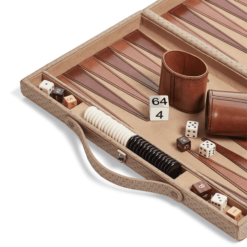 Bennet Leather Backgammon Set, Taupe