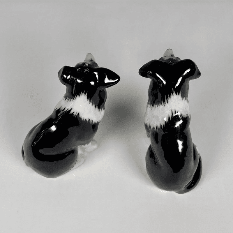 Border Collie Salt & Pepper Shakers, H9cm, Black/White