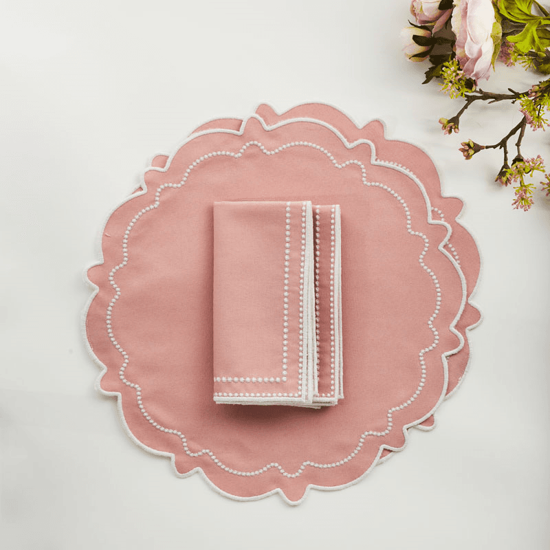 Abigail Set of 2 Placemat & Napkins, 40cm, Pink