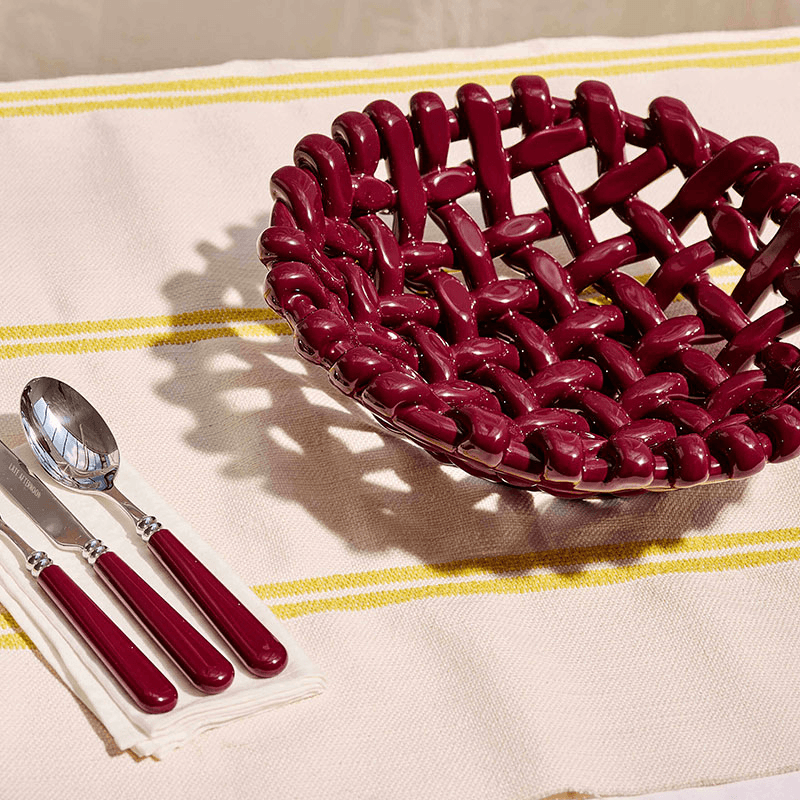Juicy Basketweave Bowl, D39cm, Burgundy