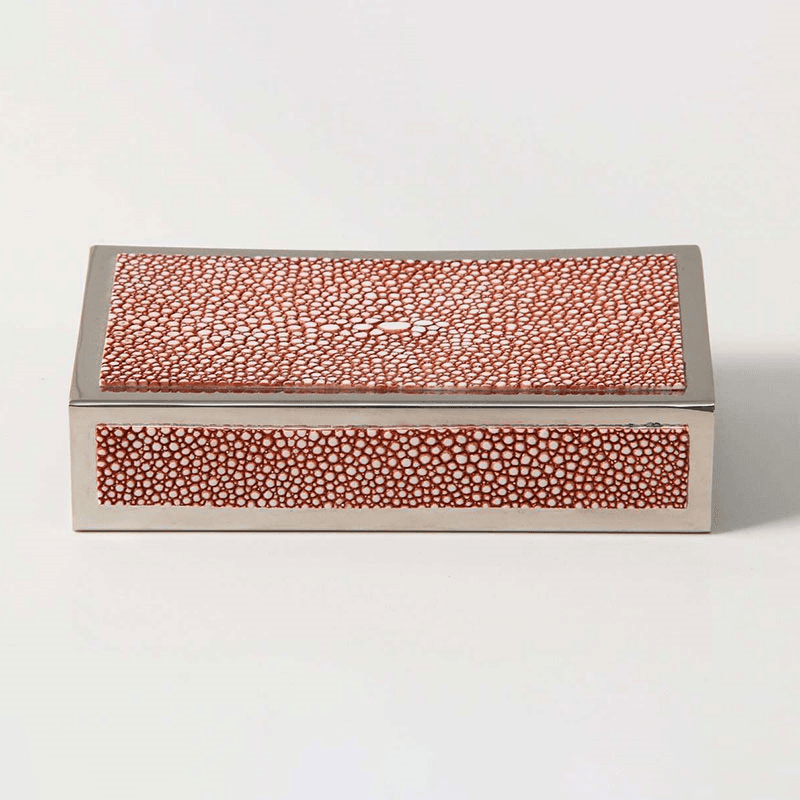 Large Match Box Holder, 13 x 7cm, Coral Shagreen