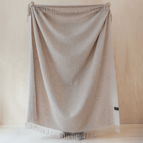 Image showing the Lambswool Lambswool Blanket, 150 x 200cm, Oatmeal Melange product.