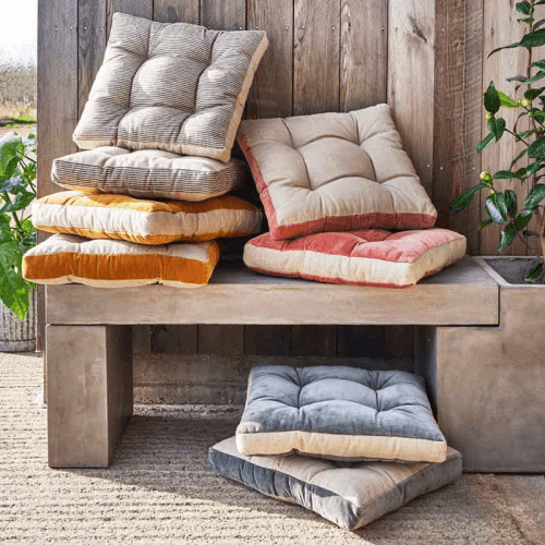 Image showing the Cushioned Seat Pad, L40 x W40cm, Natural and Grey product.
