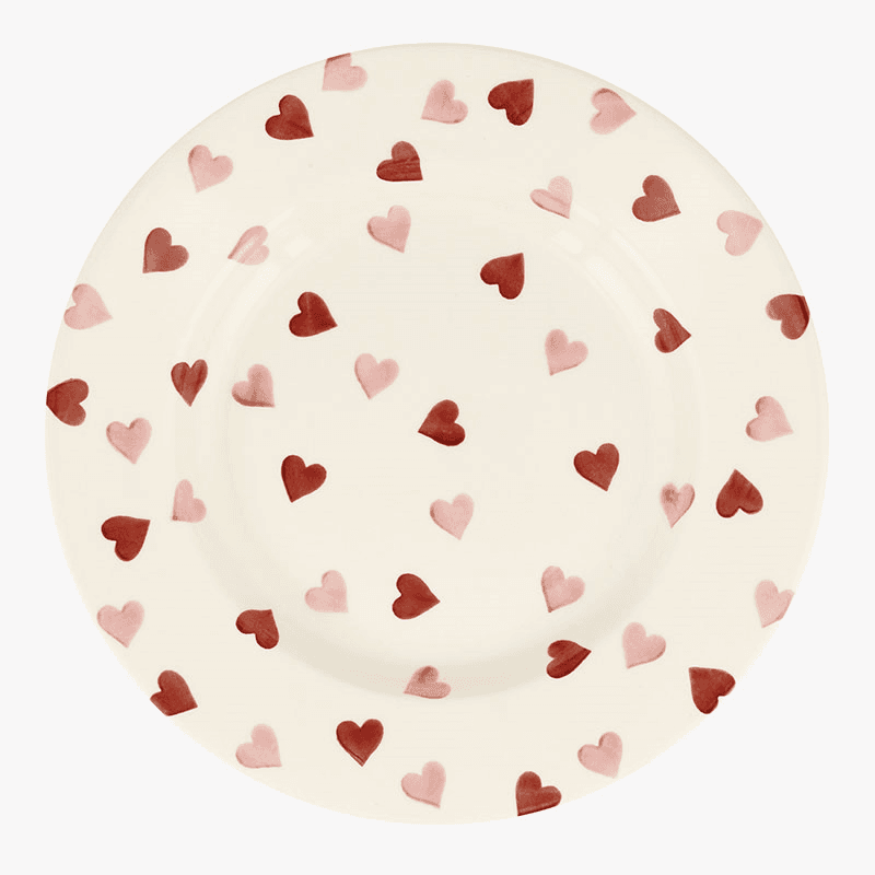 Pink Hearts Plate, D27cm, Cream
