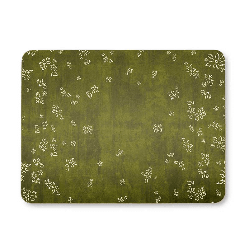 Falling Flower Rectangle Placemat, 38 x 29 cm, Avocado Green